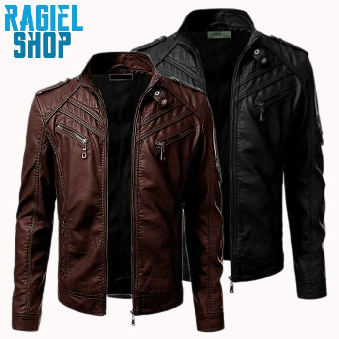 RGL x BOY - Jaket Pria Casual Trendy Brand Terbaru Bahan Semi Kulit Sintetis Viena Grade A Leather S