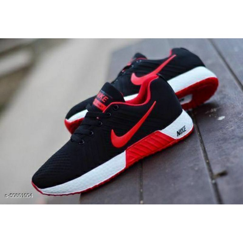 Sepatu Cowok / Pria Nike Boost Casual Sneaker Running Sport Shoes Spatu Santai Olahraga - Black