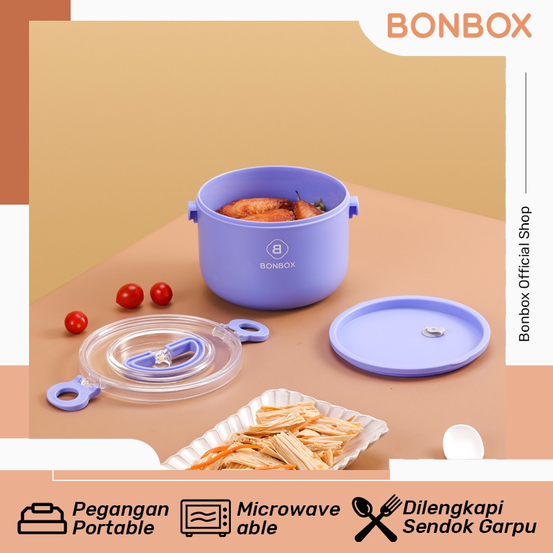 LUNCH BOX BONBOX BTW10 Kotak Makan Dengan Sendok Garpu Multifungsi Microwaveable Food Grade Material
