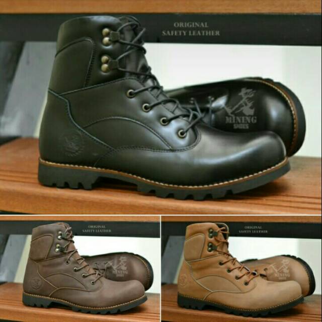 Sepatusafety boots pria original handmade bandung bahan kulit premium terbaru oke keren safety boots