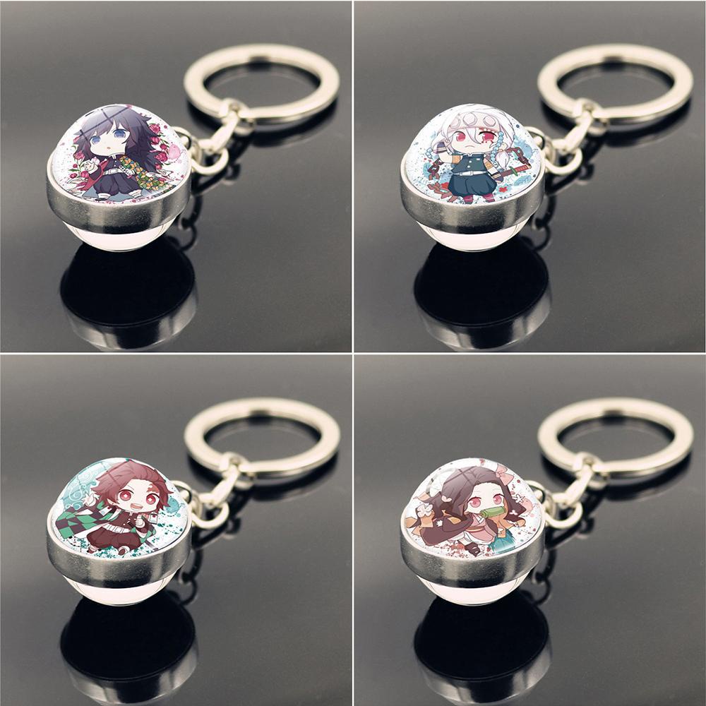 Needway Gantungan Kunci Anime Demon Slayer Trendy Unisex Spin Moon Kimetsu No Yaiba Kamado Nezuko Glass Ball Keychain