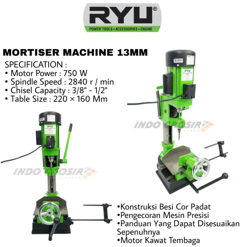 RYU Mesin Bor Bobok Pahat Kayu Tenon Wood Chisel Mortiser 13mm Bergaransi Ryu Mortiser Machine RMM 13 Mm