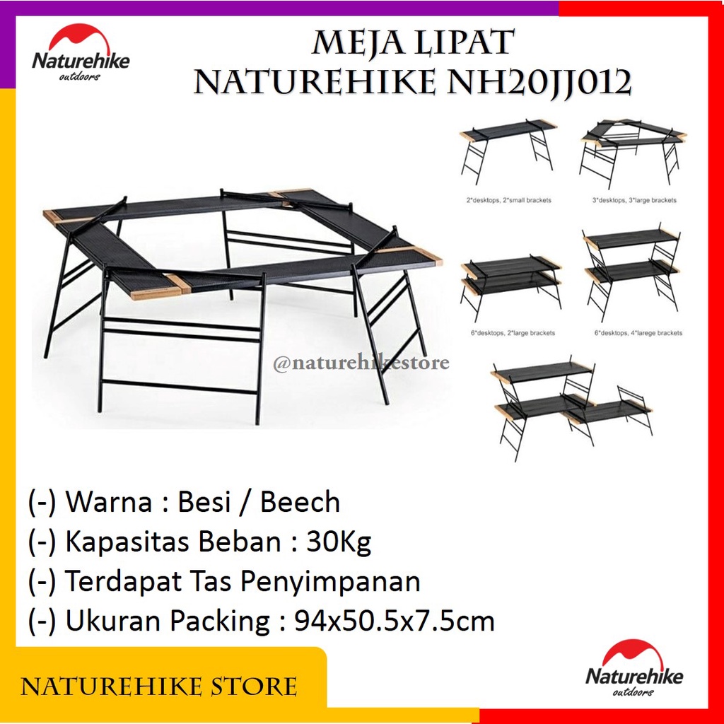 Meja Lipat Splicing Camp Table Portable Camping Outdoor Gunung Hiking Traveling Naturehike NH20JJ012