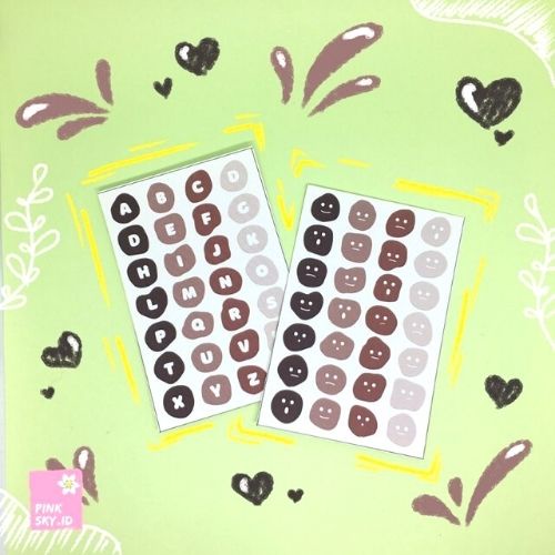 

[BACA DESKRIPSI] STICKER DECORATION HURUF DAN EMOTICON ABSTRAK MINI PASTEL MONOCHROME