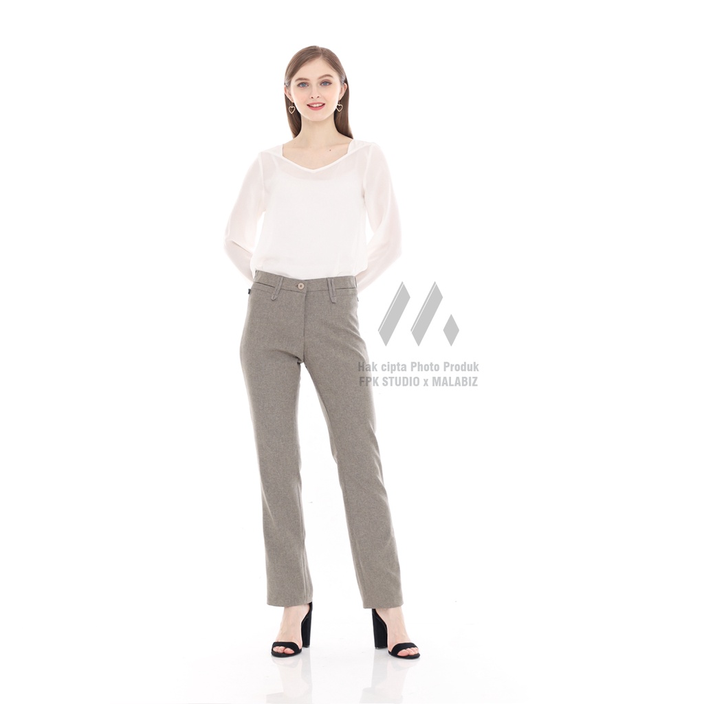 LEON - Celana Kantor Wanita Bahan Standar Jas Kantor Formal Model Semi Cutbray Celana Kantor, Celana Bahan Celana Kerja Celana Dasar Celana kain Celana Hitam Celana Formal Wanita Slim fit Slimfit Semicutbray Bahan Melar Malabiz,