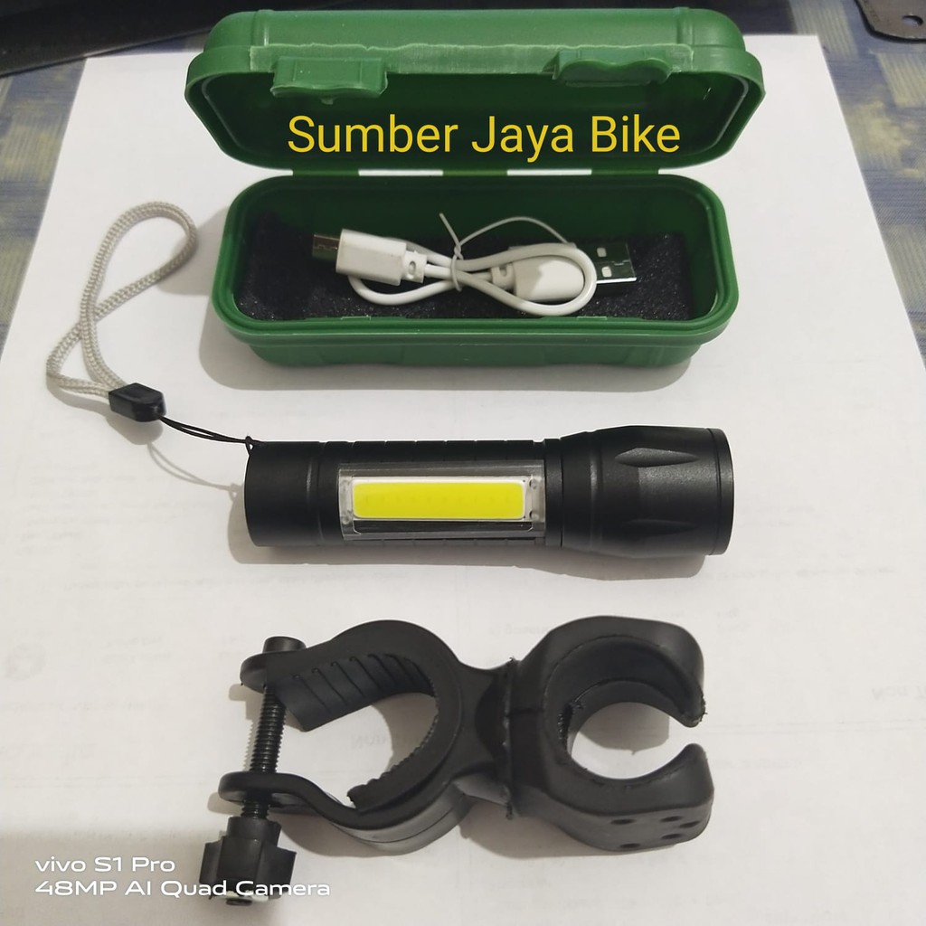 Lampu sepeda LED cas usb 2 in 1 ( berfungsi untuk depan dan belakang )