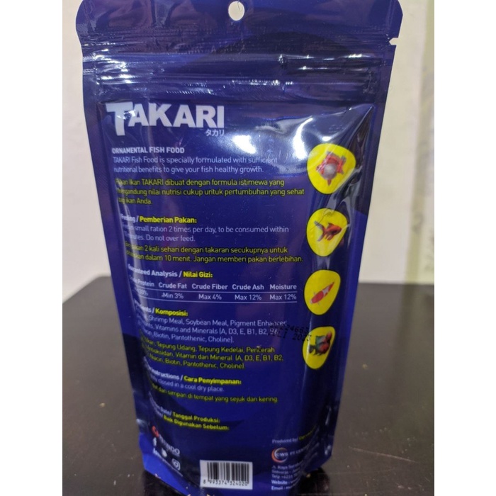 Pelet Ikan Hias Takari 100Gr 100 Gram Pelet Pakan Ikan Koi Koki Floating Type