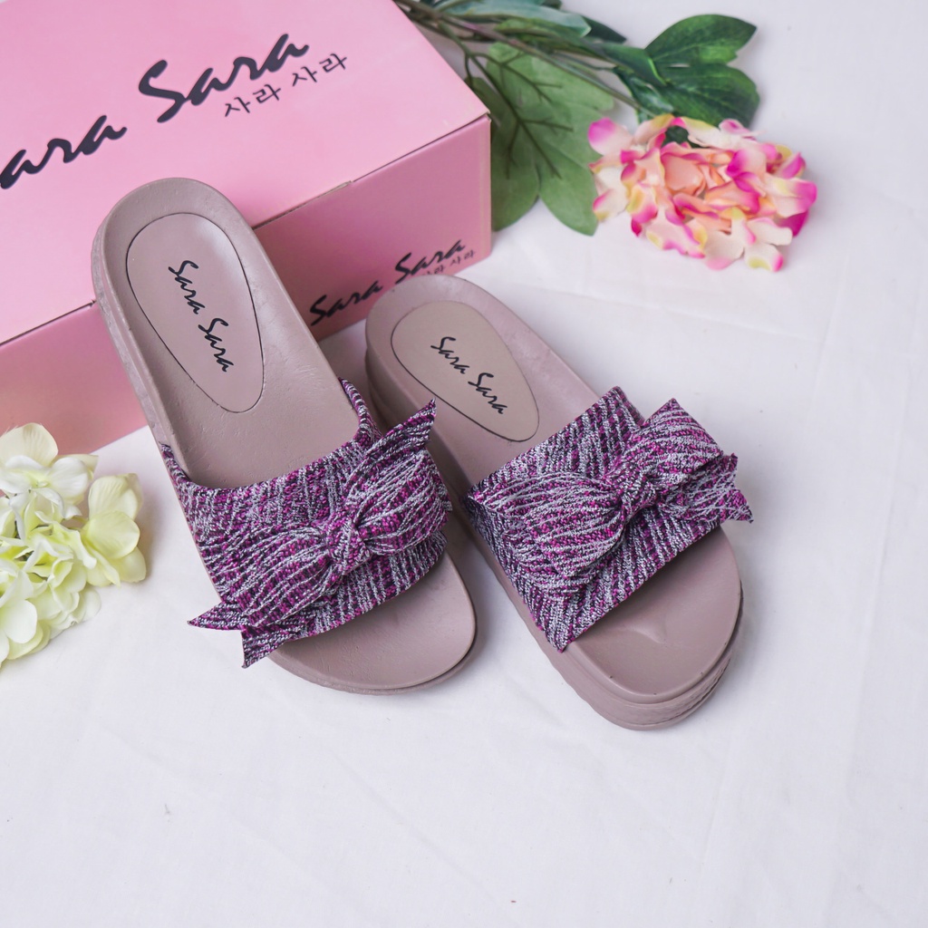 Sara Sara BARA Sandal Wedges wanita casual sandal hak 5 cm kekinian model selop