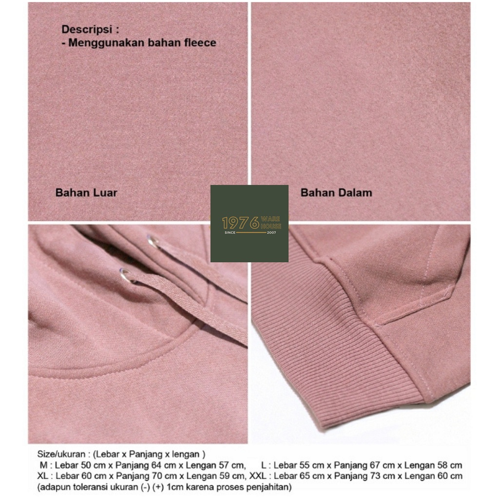 Sweater Hoodie Polos Oblong Pria Wanita Bahan Fleece Warna Terbaru