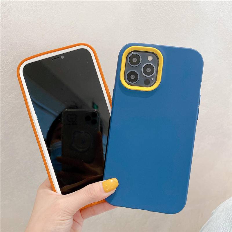 3 In 1 Soft Case Bumper Silikon Warna Permen Shockproof Cover Iphone 13 12 11 Pro Max X Xs Max