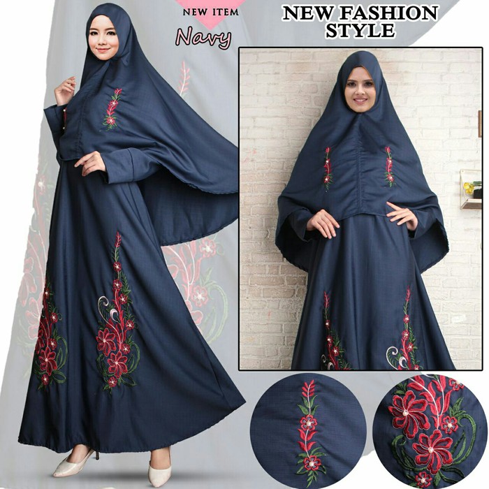 pakaian Gaun muslim ibu islami Ak JIHAN SYARI NAVY /baju gamis muslim syari cewek untuk pesta kerja