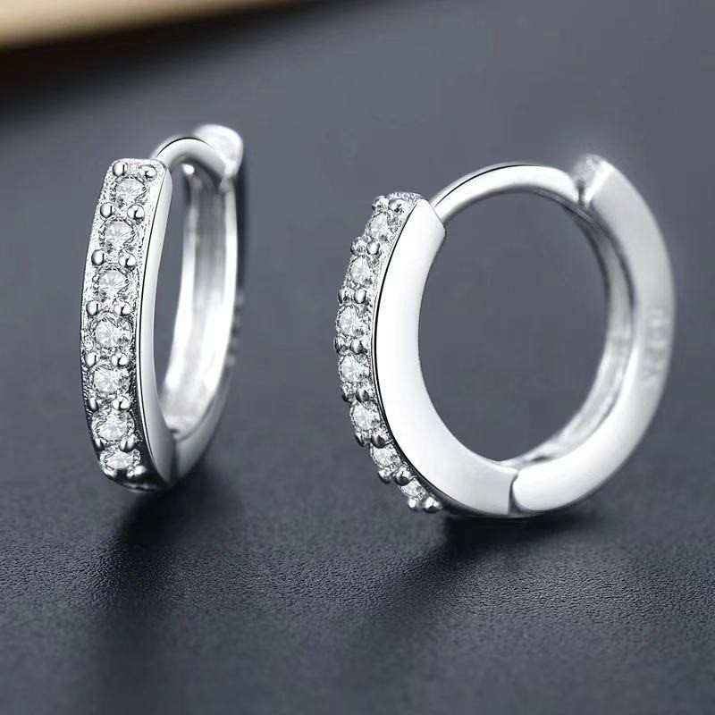 [COD] 1 Pasang Anting Tusuk Model Kristal Silver Elegan untuk Wanita