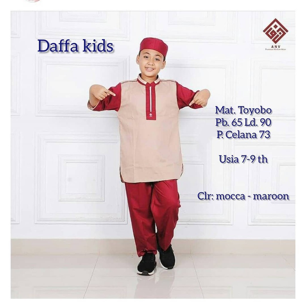 DAFFA SET KIDS 7 - 9 TAHUN Bahan TOYOBO Setelan Anak Laki Laki Baju Koko Anak Laki Laki Setelan Anak