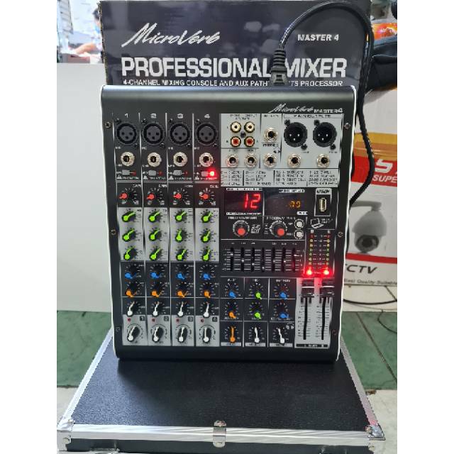 MIXER AUDIO MICROVERB MASTER4/MASTER 4 4CH FREE KOPER USB-BLUETOOTH-SOUNDCARD TO PC BARU ORIGINAL