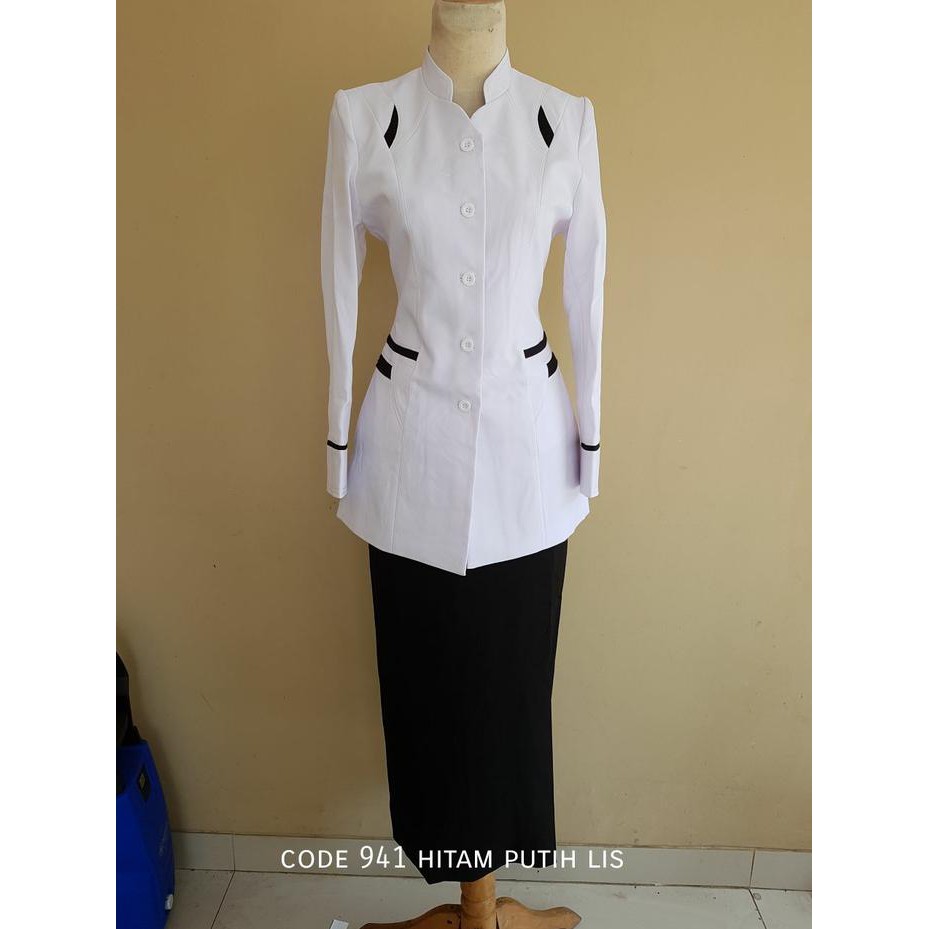 Baju Atasan Blazer Seragam Putih Pns Wanita Kerja Guru Perawat Jumbo Best Quality