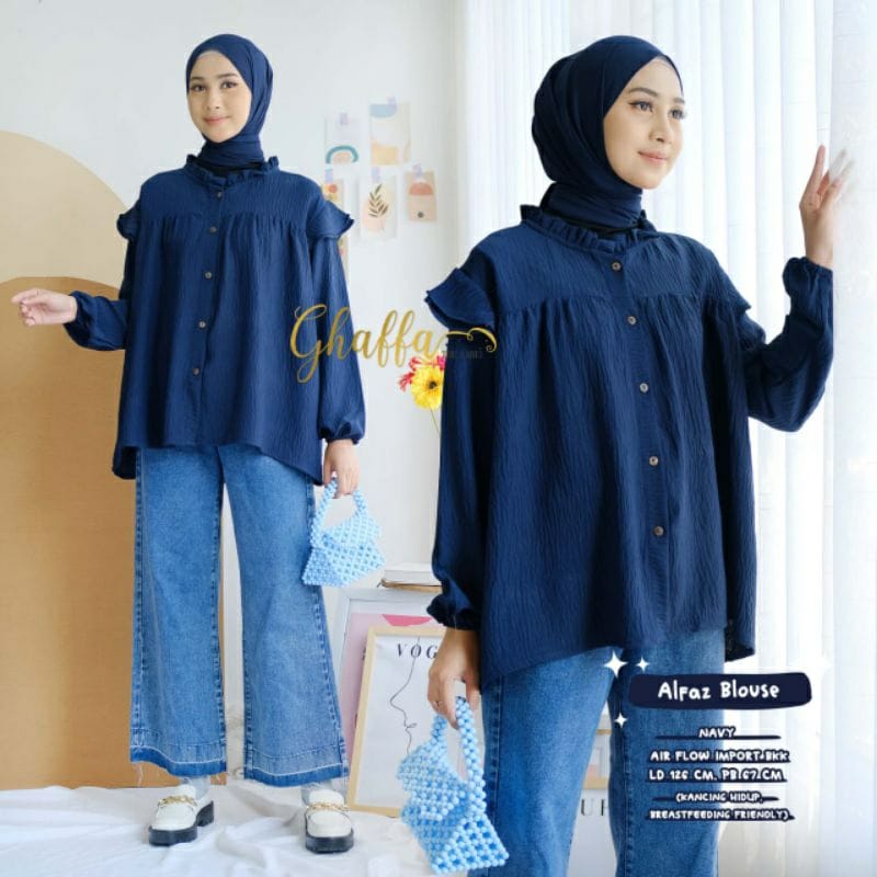 Gaffa Alfaz Blouse Polos Wanita Kekinian Vintage Viscose Uniqlo Pastel Solo Lengan Panjang Hijaber H