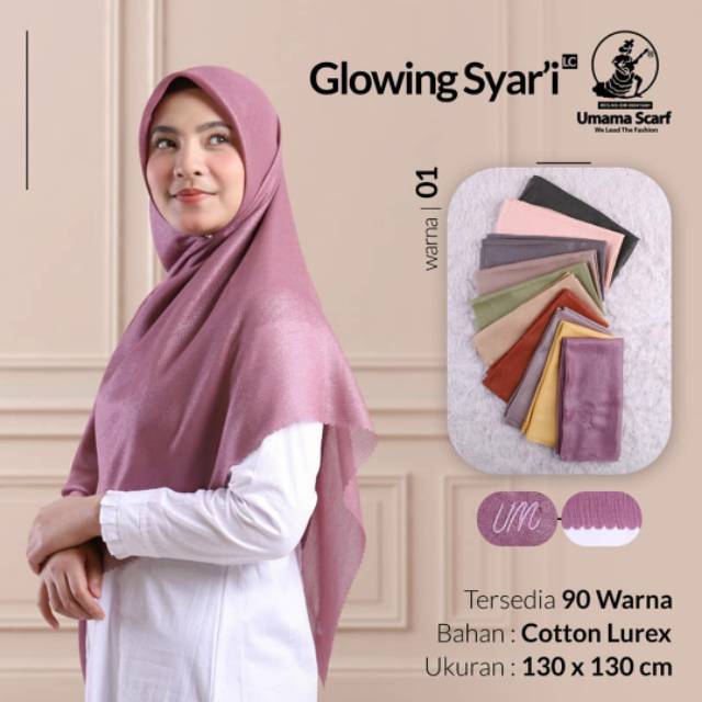 SEGIEMPAT GLOWING SYARI LC UMAMA SCARF / HIJAB JILBAB SQUARE GLOWING LUREX SYARI LASER CUT MURAH