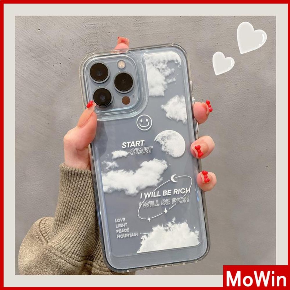 iPhone Case Clear Case Soft Thick TPU Shockproof HD Super Transparent Protection Camera Plating Button Cloud Smiley For iPhone 13 Pro Max iPhone 12 Pro Max iPhone 11 iPhone 7 Plus