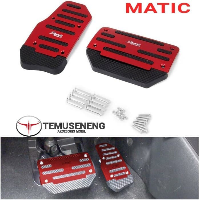 Set Lengkap Cover Pedal Gas Rem Mobil Matic Merah Sports Penutup