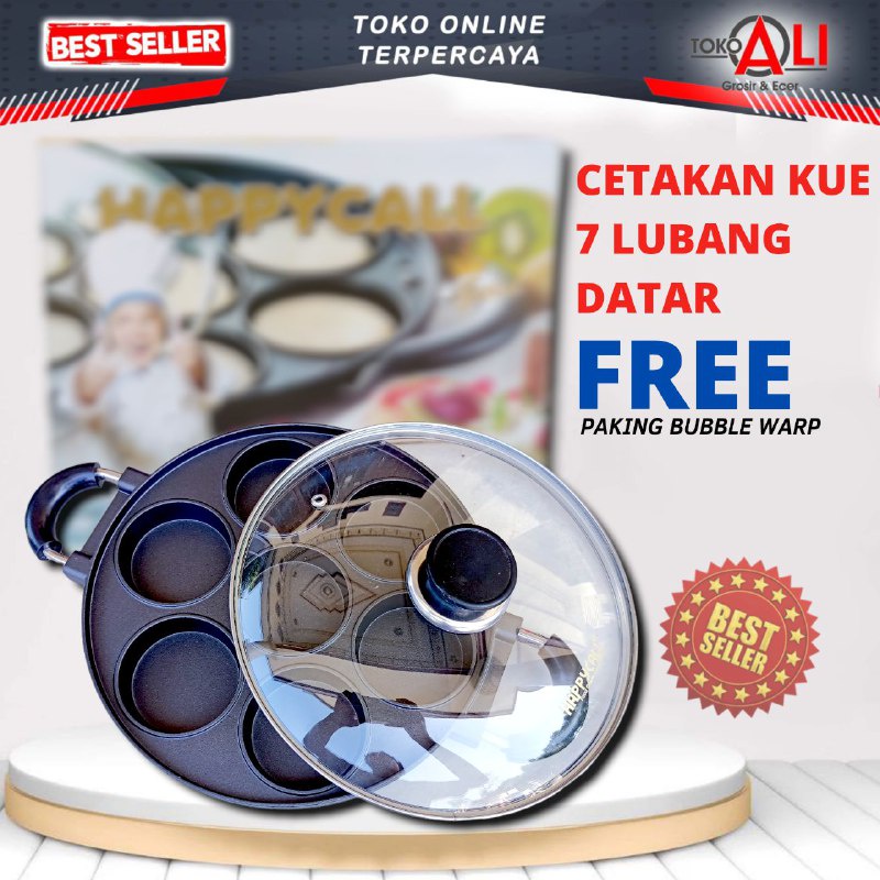 cetakan kue Happy call 7 lubang datar kue pukis cetakan 8 datar 4 lubang kue apem cetakan kue terang