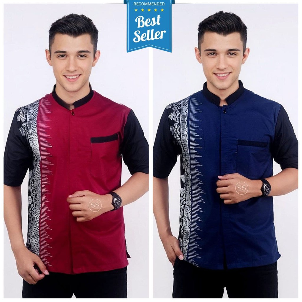 [BISA COD] BAJU KOKO BORDIR PRIA LENGAN PENDEK TERLARIS WRT58 BATIK PITTO