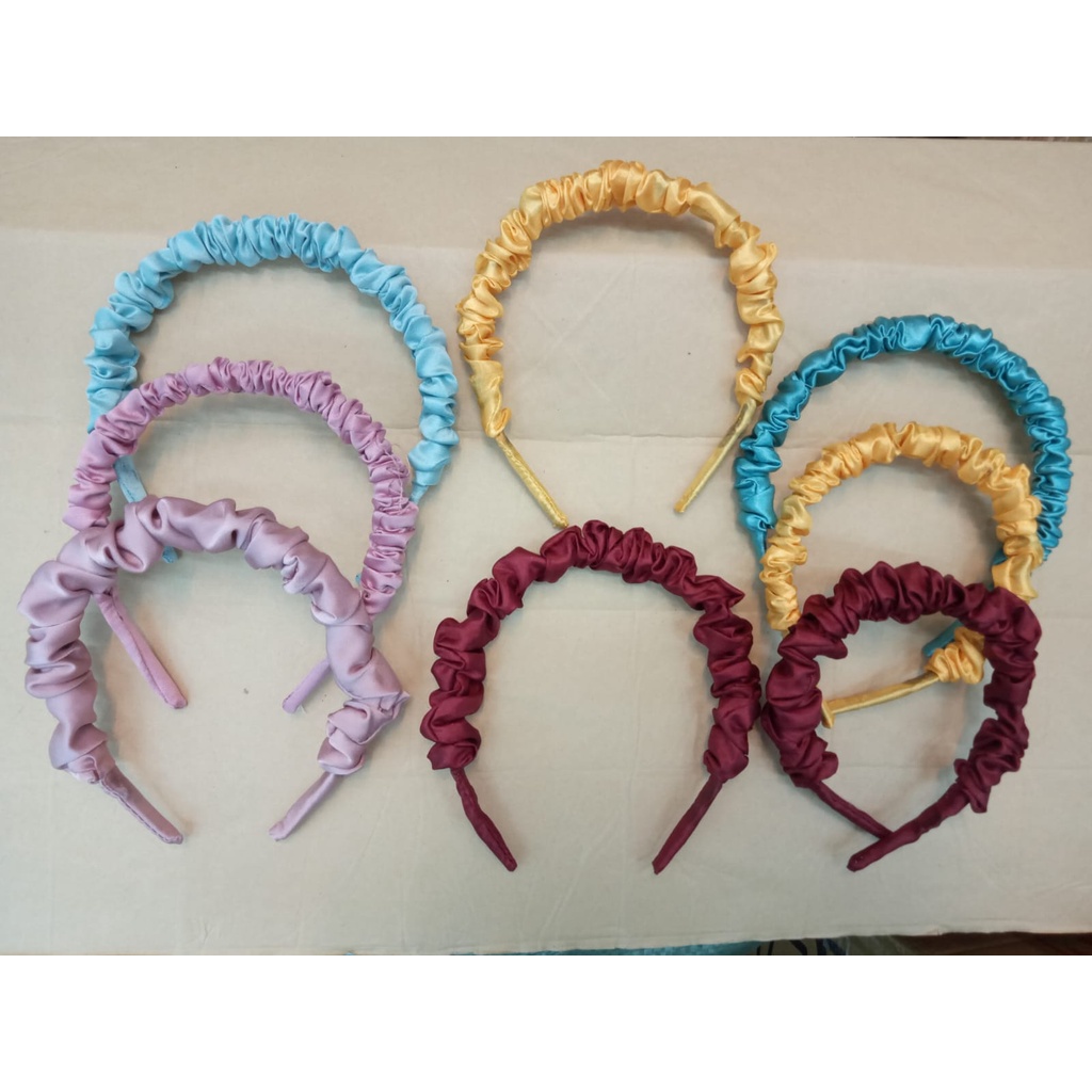 Bando Satin Model Baru Gaya Korea / Bando Korea Viral / Bando Scrunchie Headband Korea / Bando Nagita Slavina