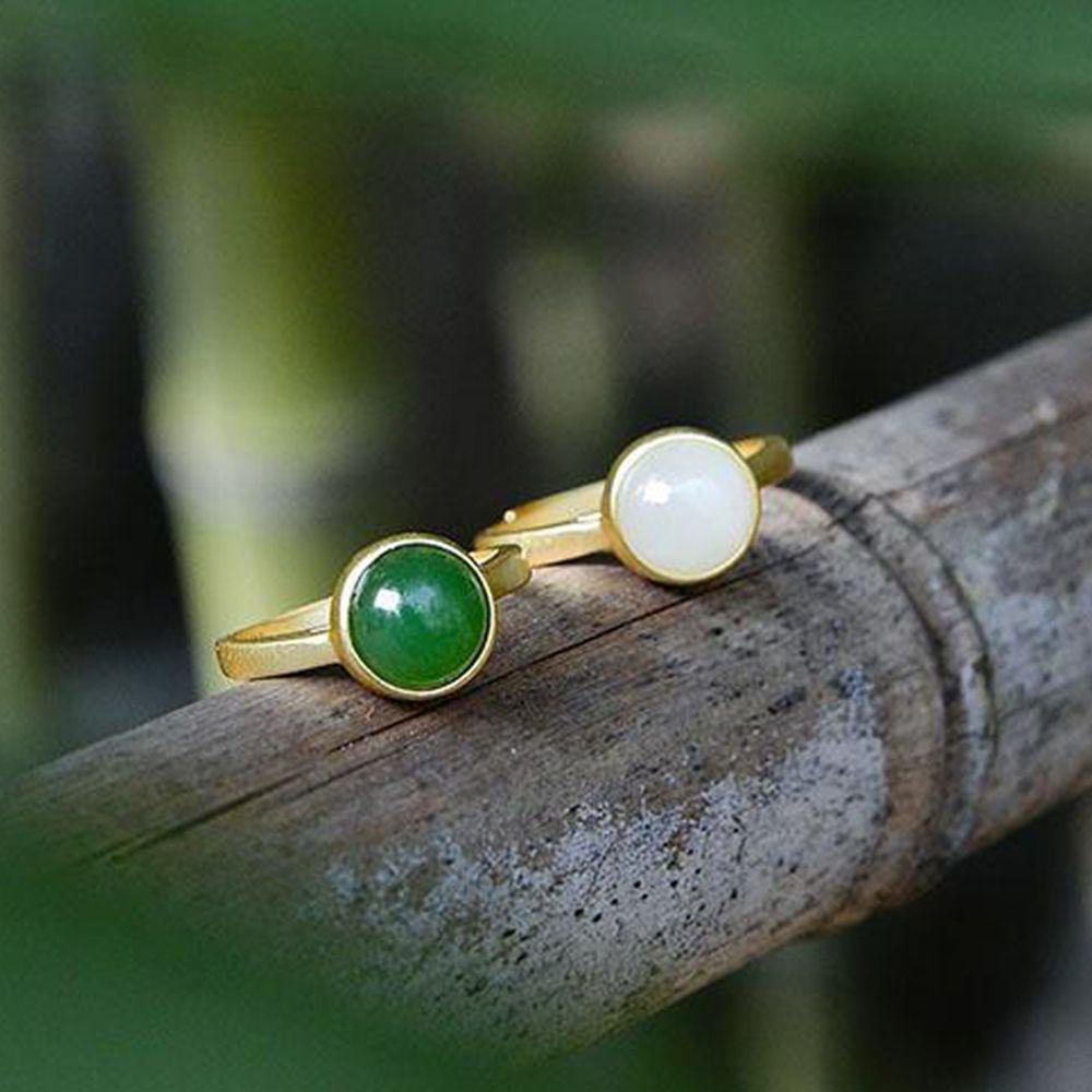 Mxbeauty Wanita Cincin Elegan Menawan Aksesoris Pakaian Jasper Cincin Perhiasan Hadiah Gadis Hetian Jade Ring