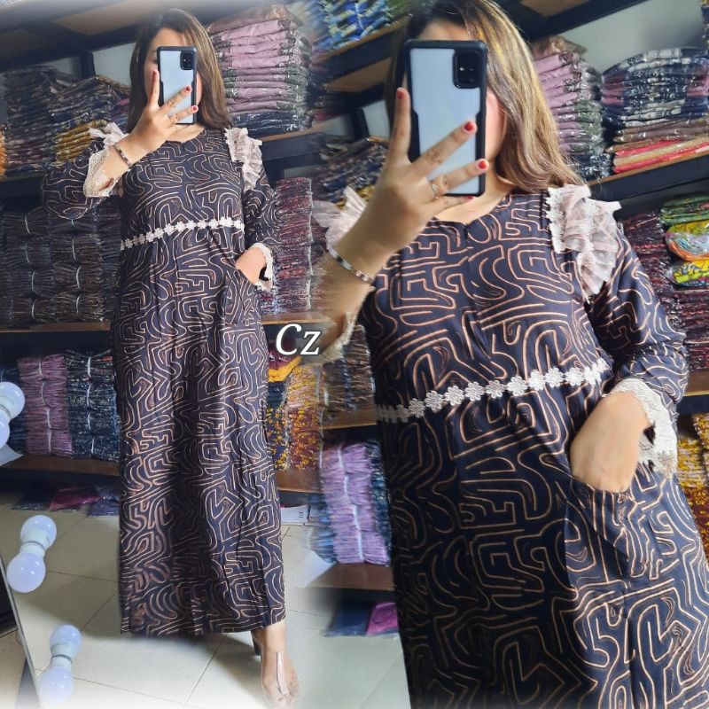 Longdress Renda Arabian Model Terbaru Brukat / Coza Batik