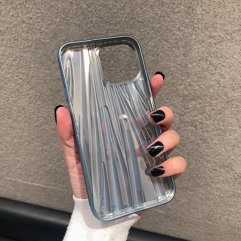 Case Matte Plating Desain Tirai Lipatan Untuk iPhone 13 12 11 Pro X XS MAX XR