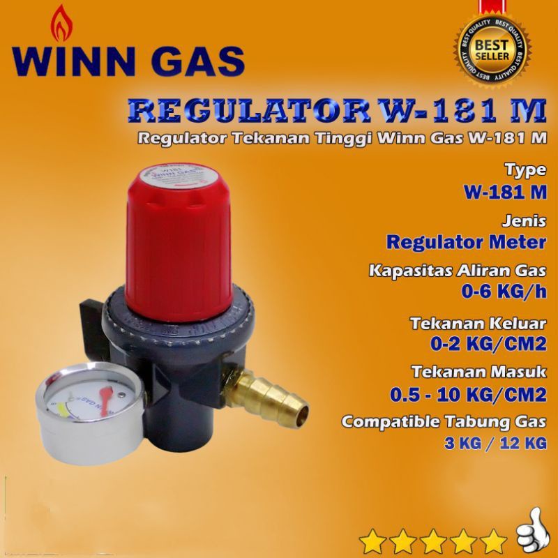 Winn Gas . 181 Meter , Win Gas  . Regulator LPG  , Tekanan Tinggi , Regulator Restoran