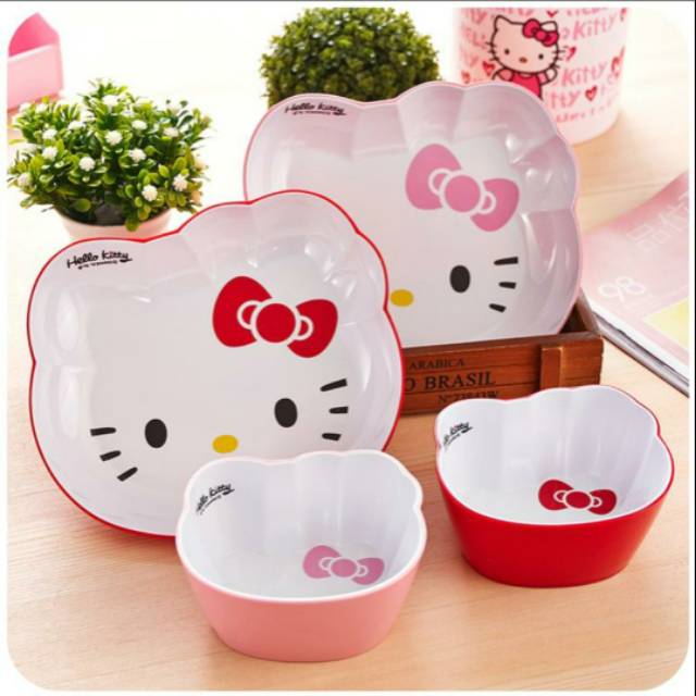 Mangkok Dan Piring Set Hello Kitty Melamin CP-GCC