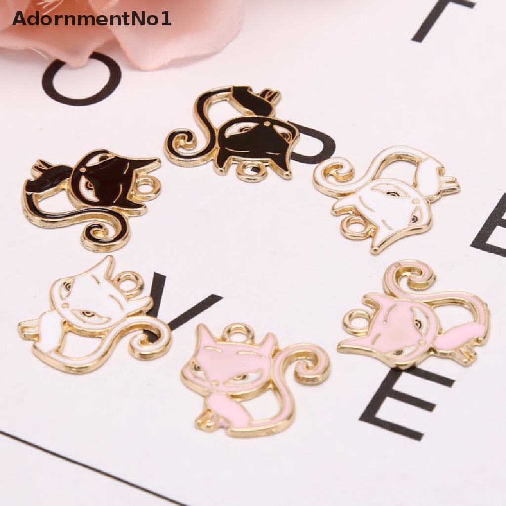 (AdornmentNo1) 10pcs / Set Liontin Bentuk Kucing Bahan Alloy Untuk Kerajinan Tangan DIY