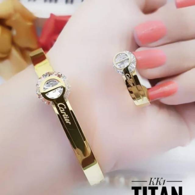  Titanium  perhiasan gelang  dan cincin Cartier  9387 Shopee 