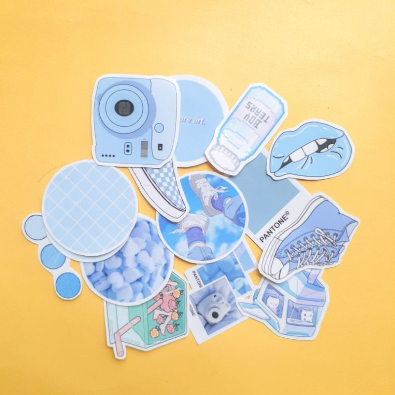 

15 pcs Sticker deco tumblr aesthetic (sudah di cut) 'Sky is Blue'