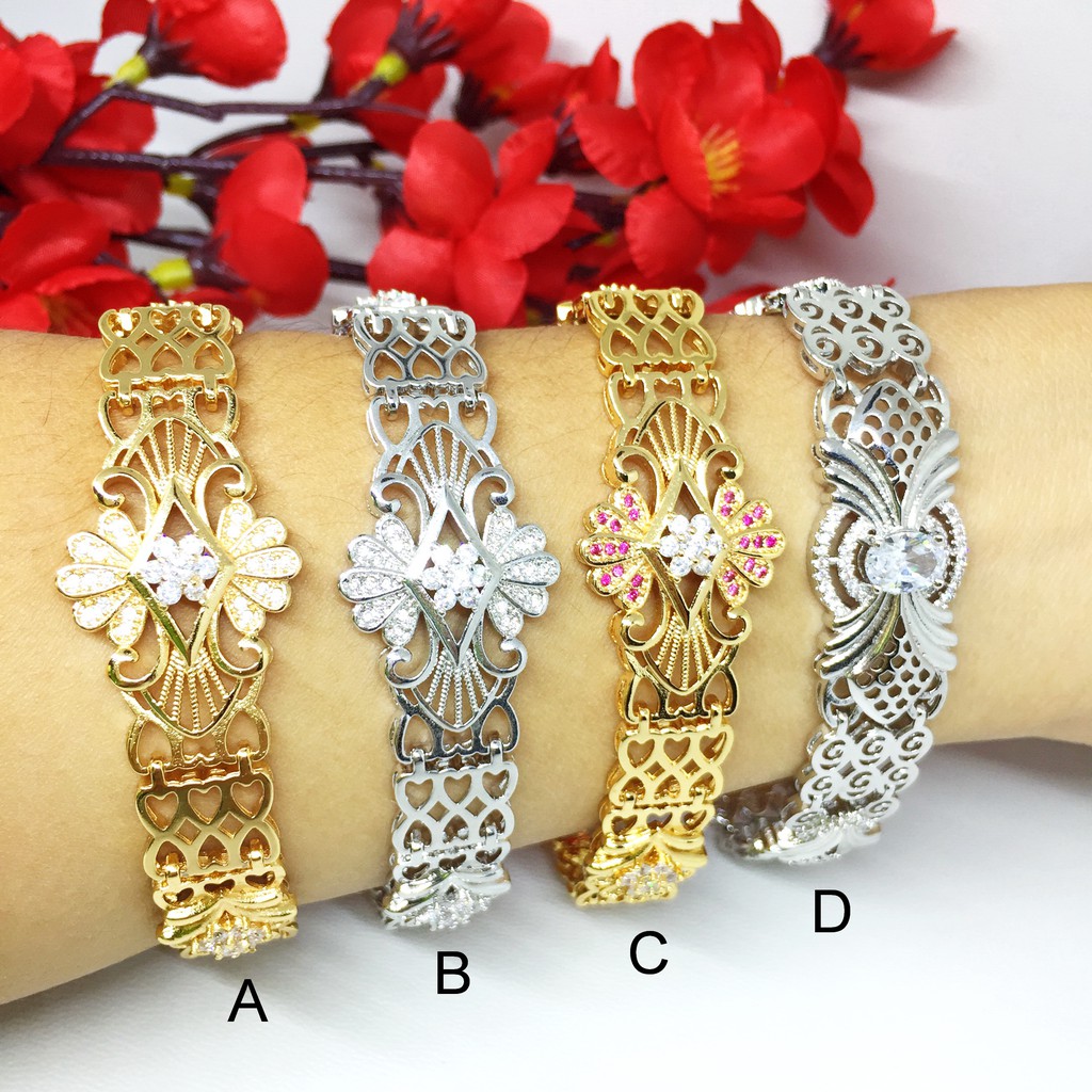 Gelang Pesta Xuping Batu Putih Elegan Lapis Emas - BB428