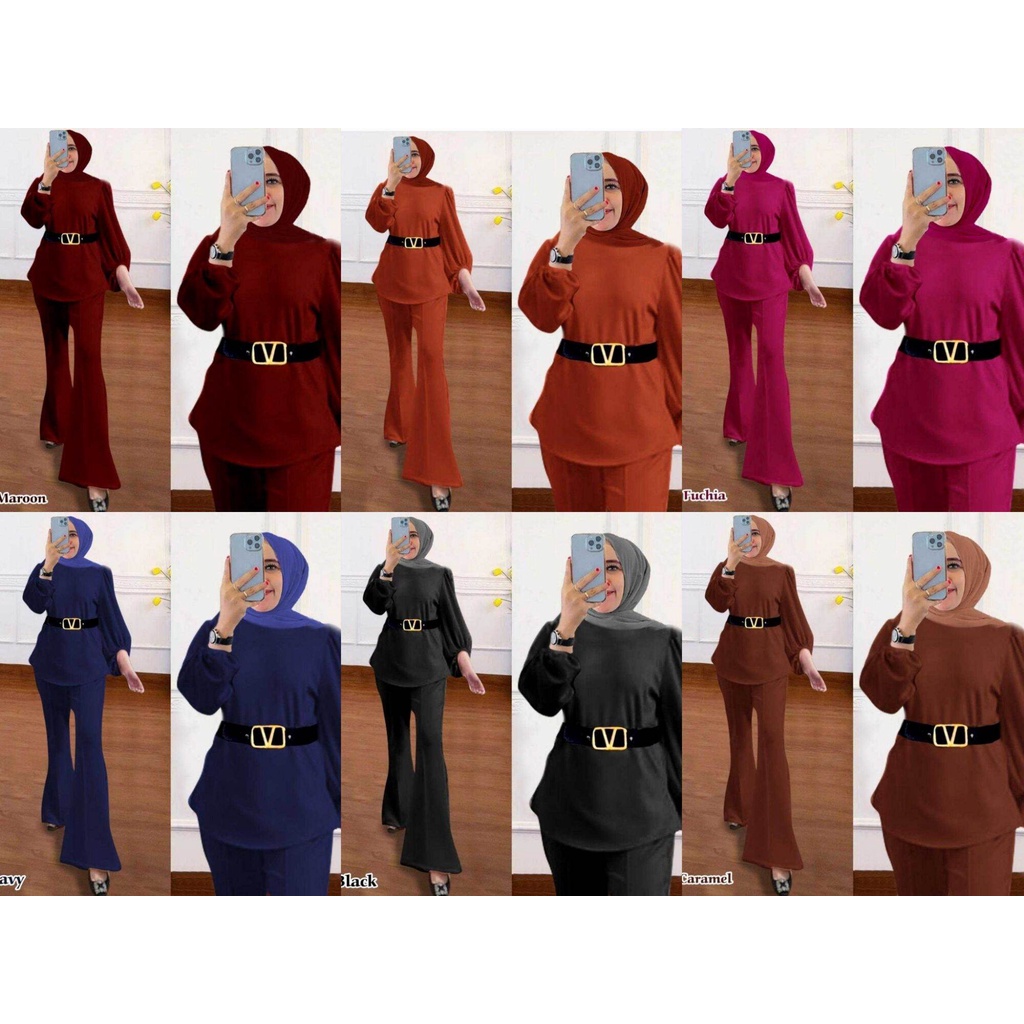 satu set pakaian wanita/Setelan jumbo scuba Maybeline/setelan/scuba/jumbo/big size/ready stok/pakaia