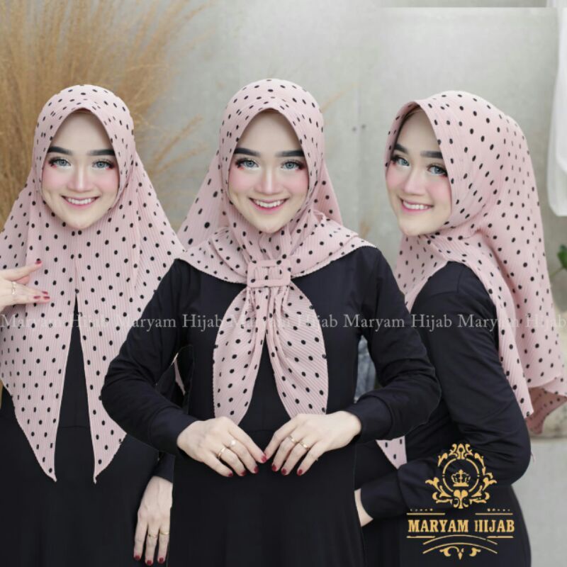 HIJAB BERGO MOTIF POLKADOT/HIJAB WANITA BERGO/KERUDUNG BERGO MOTIF/HIJAB PLISKET BERGO