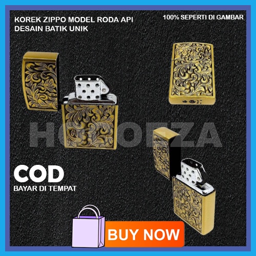 KOREK API PEMANTIK API CLASSIC DESAIN BATIK WARNA GOLD GAS LIGHTER UNIK BR16