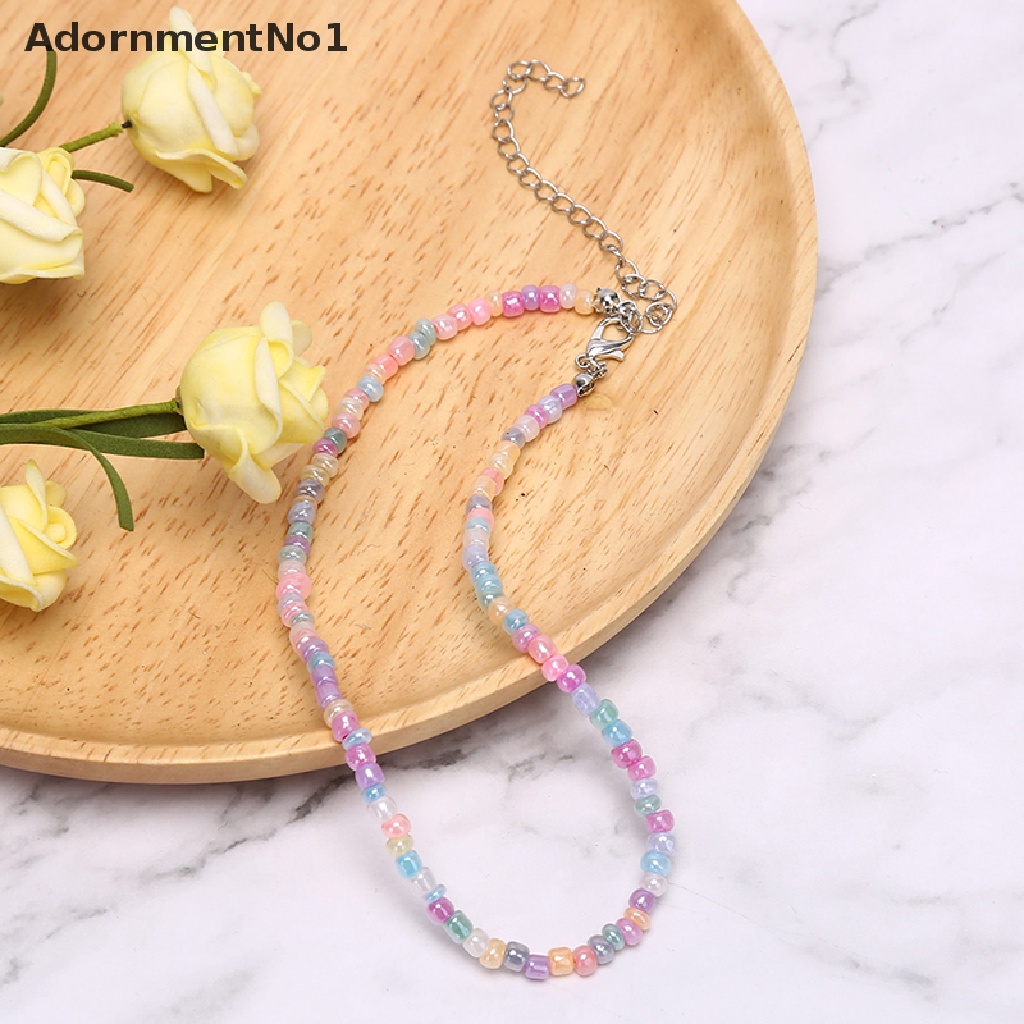 (AdornmentNo1) Kalung Choker Rantai Manik Warna Warni Gaya Boho Untuk Wanita