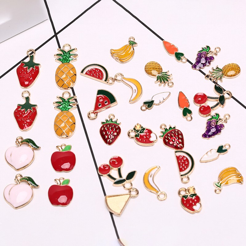 Hbid Glory 30PCS Liontin Enamel Bentuk Buah Nanas Untuk Membuat Perhiasan Kalung / Gelang DIY