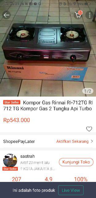 Kompor Gas Rinnai Ri 712tg Ri 712 Tg Kompor Gas 2 Tungku Api Turbo Shopee Indonesia