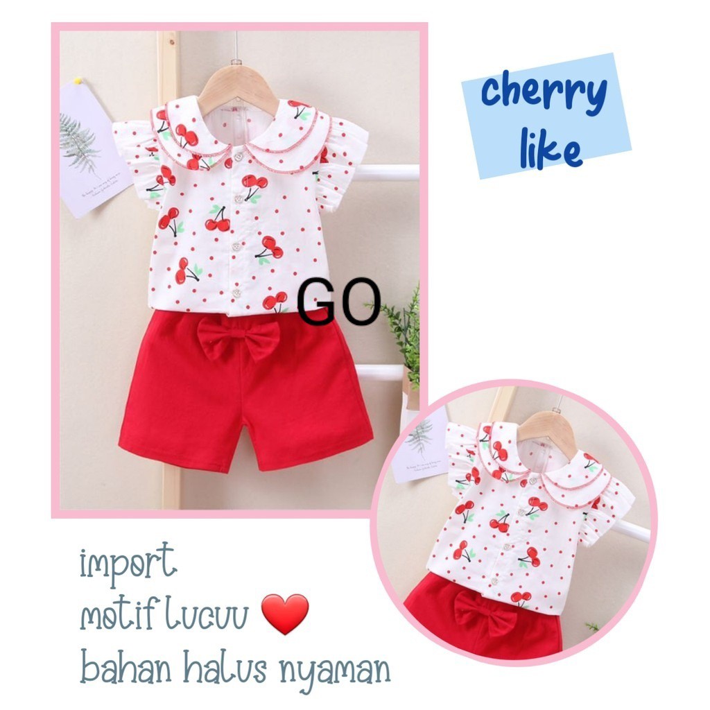 gos CHERRY LIKE 2504 EBV setelan baju anak bayi perempuan import 6bulan - 4tahun