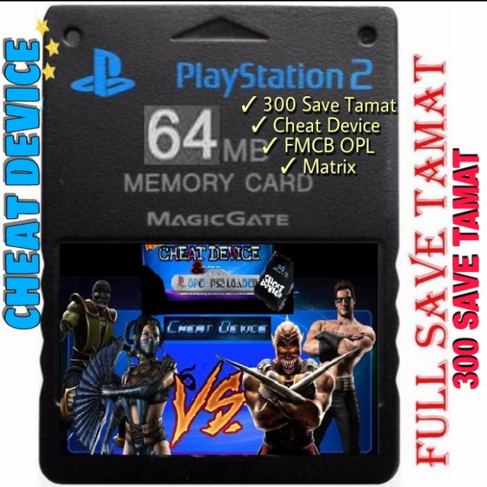 Memory Card Ps2 64Mb Cheat Game Shark Codebreaker+Full Save Tamat