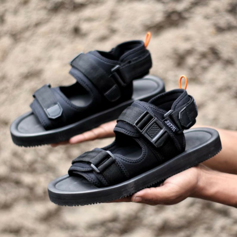 TORA Full Black Original - Sandal Pria Masa Kini Trend 2019-2020 Casual Santai Ngampus Outdoor