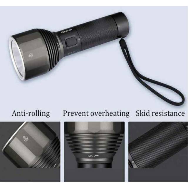 Grab Medan Xiao mi NexTool Senter LED USB Rechargeable 2000 Lumens Hitam