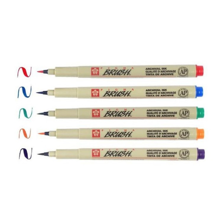 Sakura Pigma Brush Pen Colors Set of 5