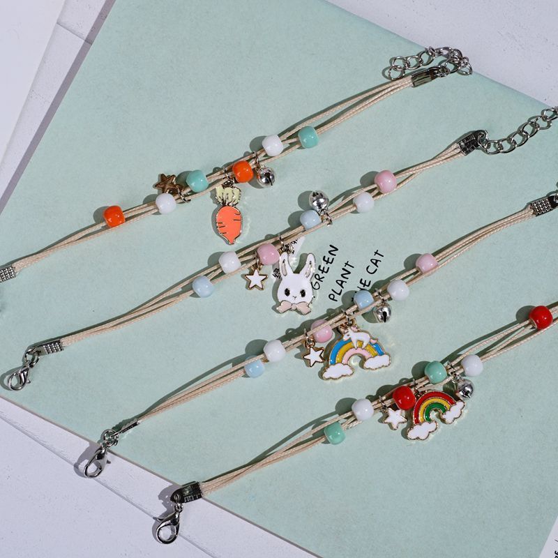 T&amp;Y Gelang Couple Wanita Karakter Gelang Persahabatan Tali Lucu Bracelet Korea Unicorn Couple Sahabat Manik Tali Wanita Braided Friendship Adjustable Aksesoris Motif Persahabat