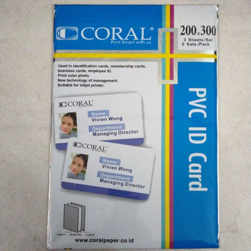 

Kertas PVC ID Card Coral White isi 5 set