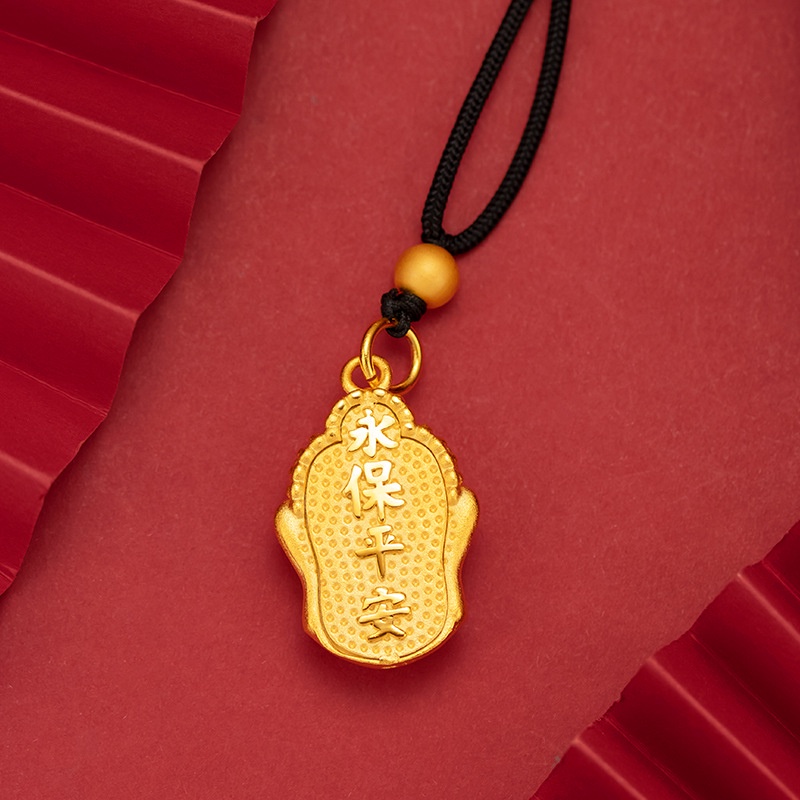 Liontin Bentuk Kepala Buddha 3D Emas Asli Kadar 375Gaya Korea