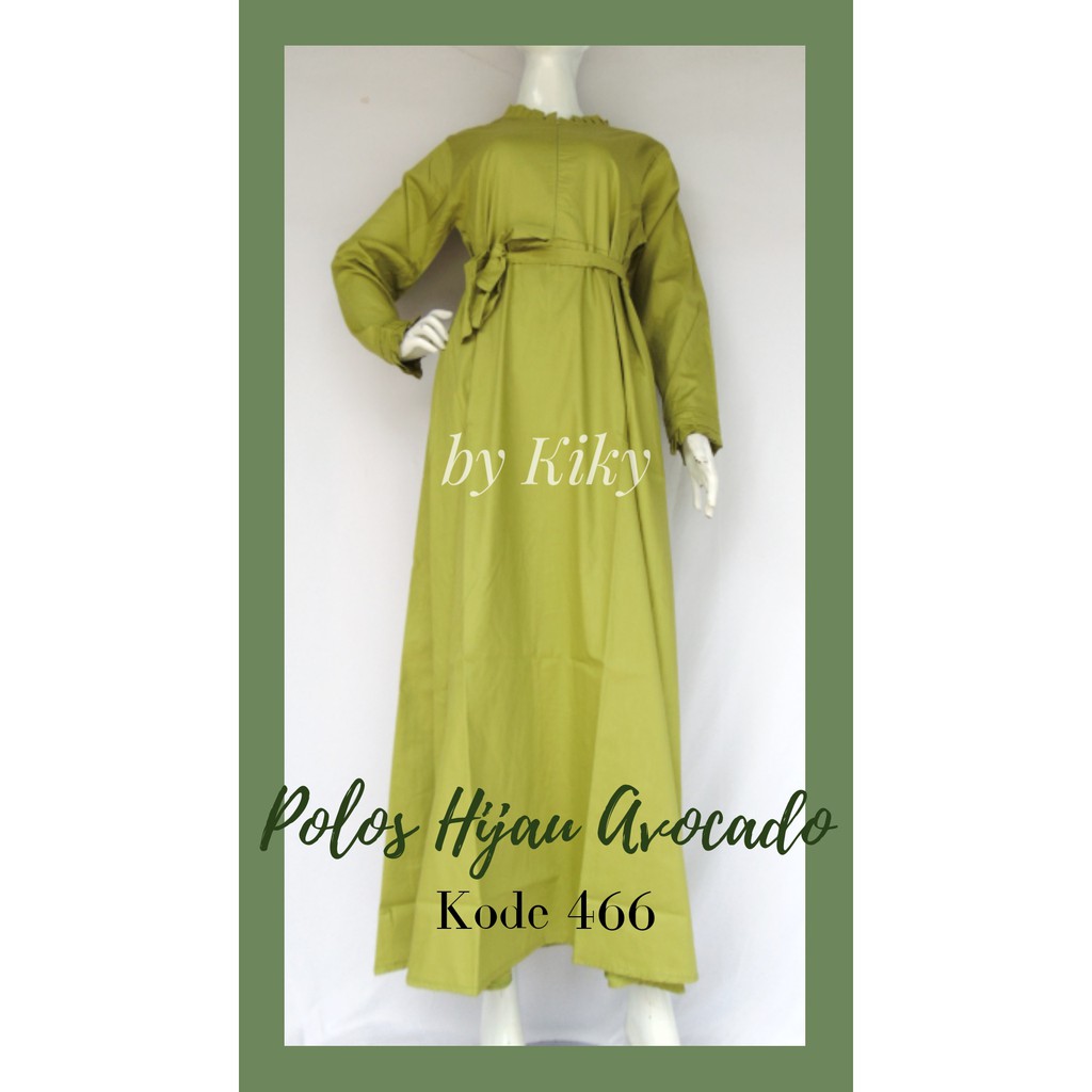 gamis syari katun jepang ori polos hijau avocado